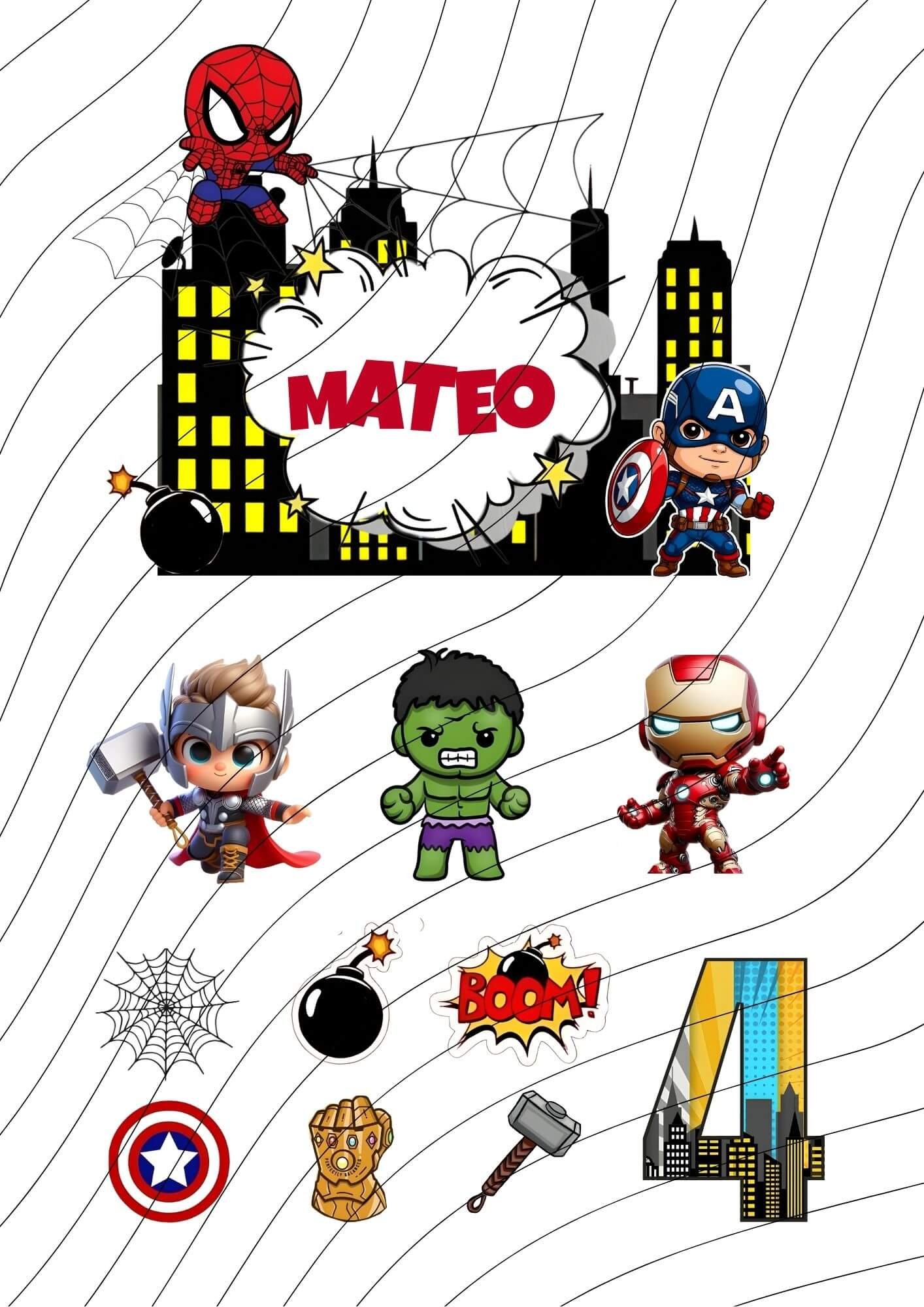 Set Cake Topper Superhéroes Marvel