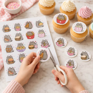 Lámina comestible para galletas Pusheen Cat Kawaii