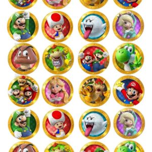 Lámina comestible para galletas Mario Bros Luigi Peach Bowser