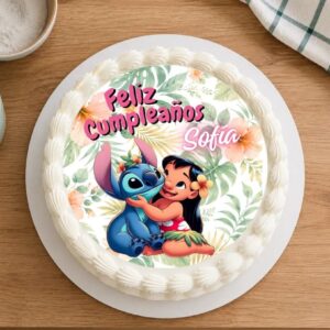 Lámina comestible para torta y galletas Fototorta Stitch Lilo y Stitch