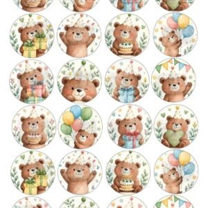 Lámina comestible para galletas Oso Cumpleaños Safari Bosque