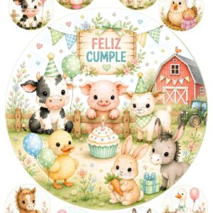 Lámina comestible para torta y galletas Fototorta Animales de Granja