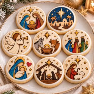 Lámina comestible para Galletas Pesebre Navideño Nacimiento