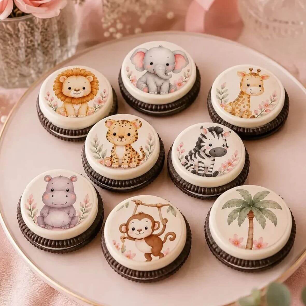Lámina comestible para galletas Animales Selva Sabana León Elefante - Imagen 4