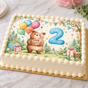 Lámina comestible para torta y galletas Fototorta Oso Osita Cumpleaños Oso Teddy